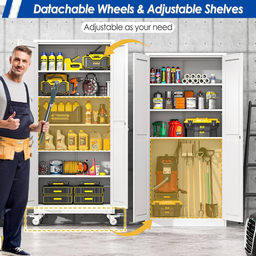 GAIOUS Metal Garage Storage Cabinet with Lock, Steel Tool Cabinet with 2 Door...