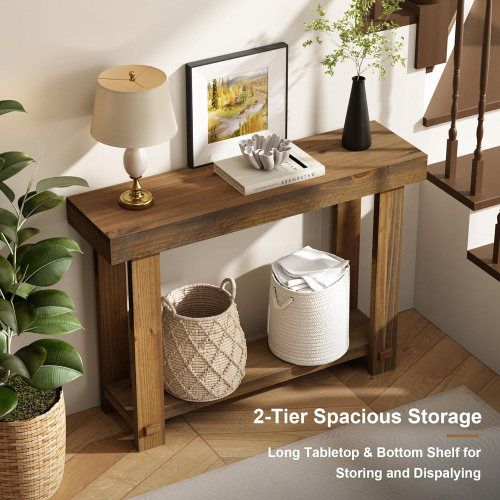 HOKYHOKY Solid Wood Console Table for Entryway, 42.5" Farmhouse Entryway...