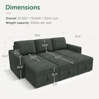 HONBAY Modular Sectional Sleeper Sofa Bed, Pull Out Couch with Storage Ottoman, U Shaped Sectional Couches for Living Room, Green