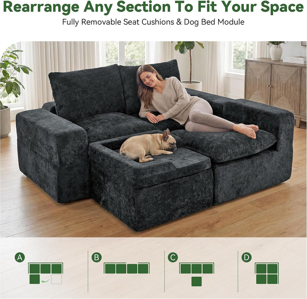 MONVANE 102" Modular Sectional Sofa, Oversized 4 Seat Convertible L Shap...