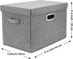 TYEERS Large Storage Bins with Lids, Collapsible, Washable, Fabric Storage Boxes for Organizing, 17.3x11.8x11.4 inches, 3 Pack, Gray