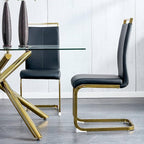 AZmac Modern Leather Dining Chairs Set of 4,Armless Kitchen Chairs,Dining Room Chairs with Upholstered Padded Seat and Sturdy Gold Legs for Dining Room,Kitchen (Set of 4, Black-Gold Leg)