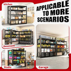 72" H Garage Shelving, Metal Storage Shelves, Adjustable 5 Tier Storage Rack, Heavy Duty Shelving, Industrial Utility Shelf for Garage, Warehouse, Bedroom, Kitchen, 24" D×48" W×72" H, Black