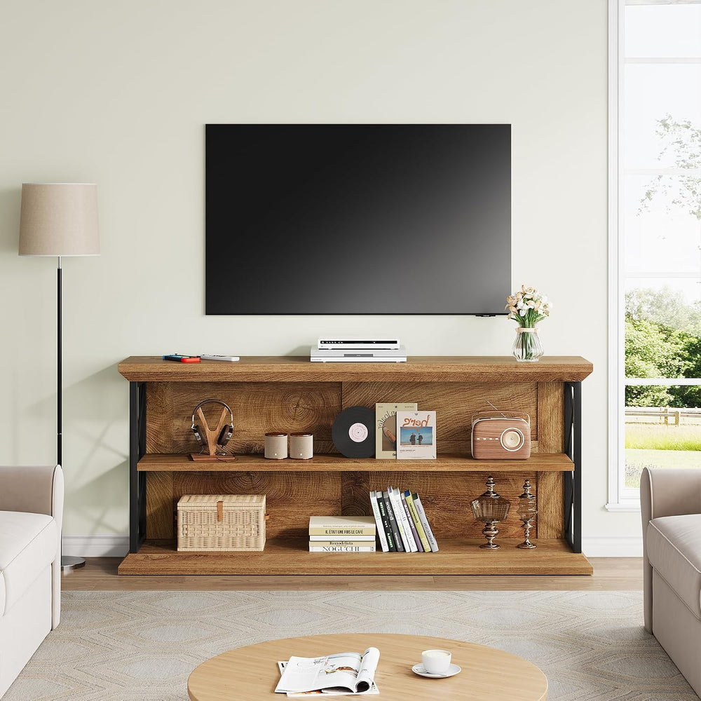 63" Entryway Console Table with 3-Tier Storage Shelf, Behind Couch | 3-T...