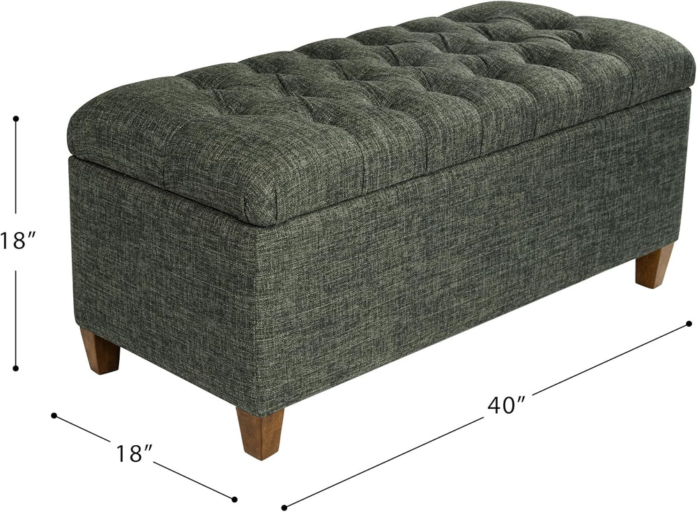 HomePop Ainsley 40" Storage Ottoman Bench - Green Clover Fabric