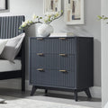 T4TREAM Fluted 3 Drawers Nightstand, Oversized Extra Large Modern Side Table with Faux Marble Top, End Table Bedside for Bedroom, Living Room, Curved Profile Design, Dark Grey