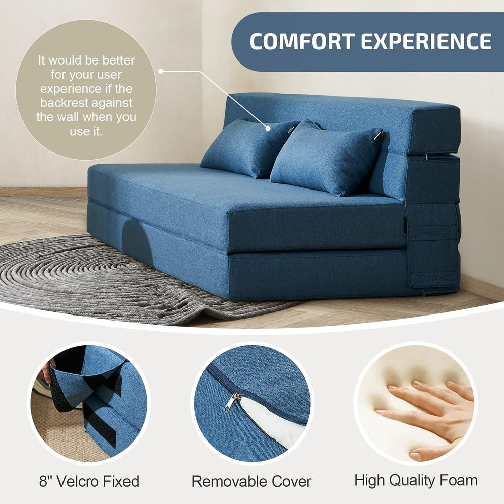 SUYOLS Folding Sofa Bed with Pillows- Convertible Chair Floor Couch & Sle...