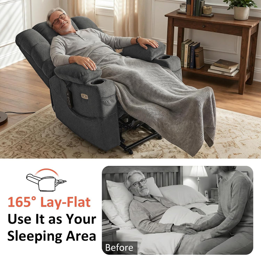 MCombo Triple Motor Lay Flat Power Lift Recliner Chair for Tall Elderly, Infi...
