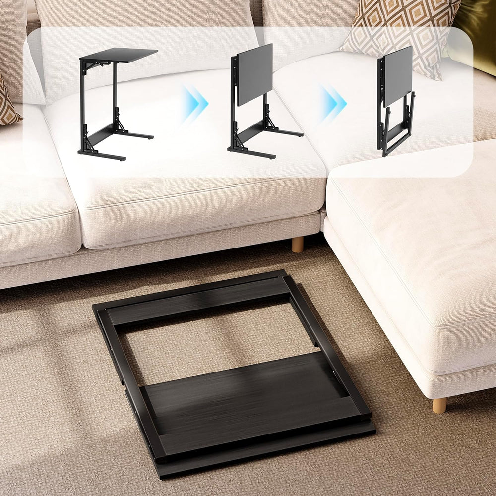 HOMPUS C Shaped End Table, 23.6'' Small TV Tray Side Table for Couch,...