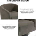 Swivel Barrel Accent Chair, Comfy Reading Armchair, Tan, Set of 4 | Low-Back Design | 360° Swivel | Solid Wood Frame | High-Density Foam Seat | Modern Round Style | For Living Room & Bedroom