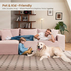 108" L-Shaped Boneless Couch, Modular Sectional Sofa with Moveable Ottoman, Corduroy Cloud Couches for Living Room, No Assembly, Ship in a Box, Pink