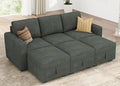 HONBAY Modular Sectional Sleeper Sofa Bed, Pull Out Couch with Storage Ottoman, U Shaped Sectional Couches for Living Room, Green