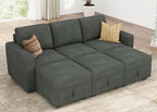 HONBAY Modular Sectional Sleeper Sofa Bed, Pull Out Couch with Storage Ottoman, U Shaped Sectional Couches for Living Room, Green