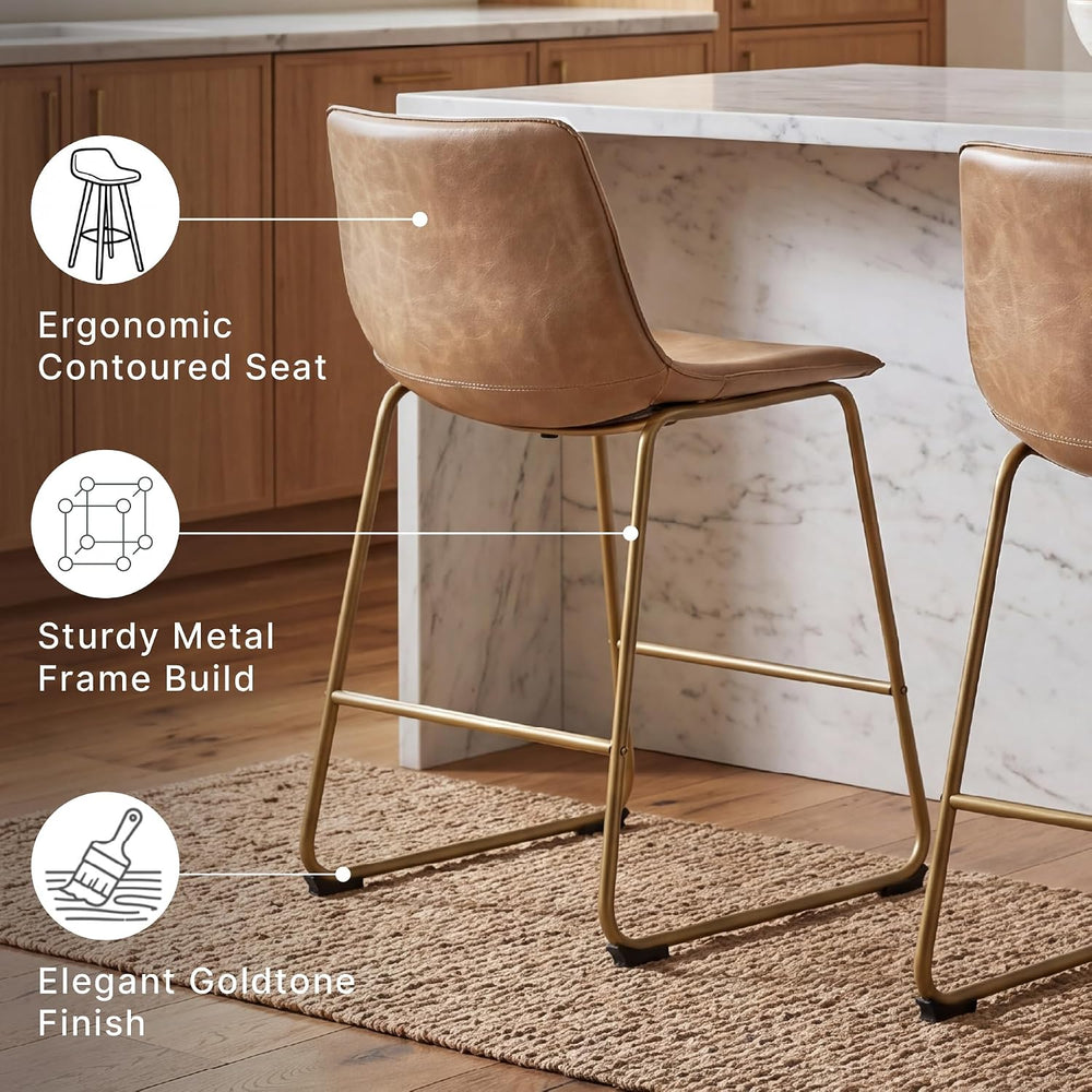 Signature Design by Ashley Dining Chairs Set of 2, Mid Century Gold, Toast | ...