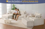 MAXYOYO Sectional Sofa Couch and Chaise Lounge, L Shaped Modern Cloud Couch with Ottoman, Comfy Sofa with Layered Cushion, Tufted Upholstered Sleeper Chair for Living Room, No Assembly Required, Beige