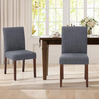 Upholstered Parsons Dining Chairs Set of 2, Modern Dining Room Chairs with Back, Fabric Kitchen Side Chairs with Wood Legs for Dinner Farmhouse Restaurant, Dark Grey