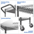YNN Utility Rolling Cart,990Lbs 3 Tier Heavy Duty Metal Cart with Wheels & Handle NSF Wheeled Cart 31" D x 18" W x 33" H for Bedroom, Bathroom, Kitchen,Garden,Decor,Serving