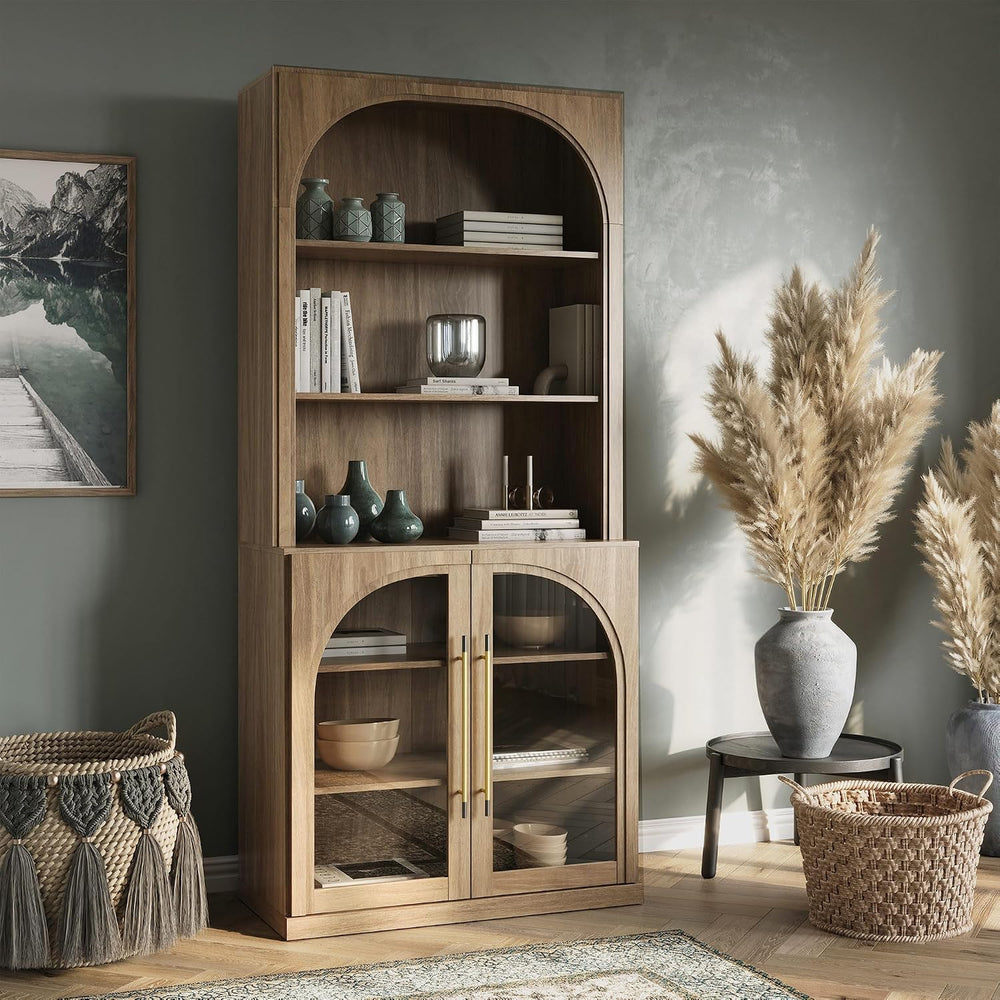 BELLEZE 72" Tall Modern Wood 6-Tier Shelf Storage with Sturdy Aluminum H...
