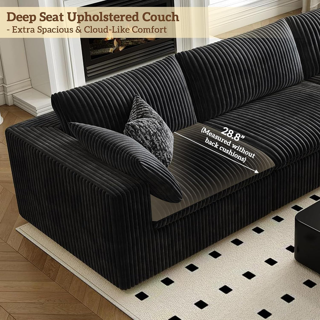78.8" Cloud Couch Modular Sectional Sofa, Boneless Loveseat Deep Seat Couch, Soft Corduroy Upholstery, DIY Combination for Living Room & Apartment, No Assembly Required, Black