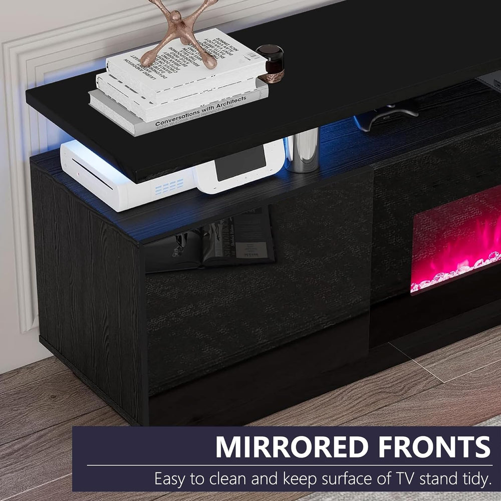 LUXOAK 80" Fireplace TV Stand with 40" Electric Fireplace & LED...