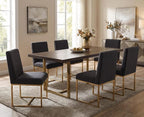 CIMOTA Black Modern Dining Chairs Set of 8, Upholstered Dining Room Chairs Armless Guest Side Chair with Gold Base for Dining Room/Kitchen, Charcoal Black, 8PCS