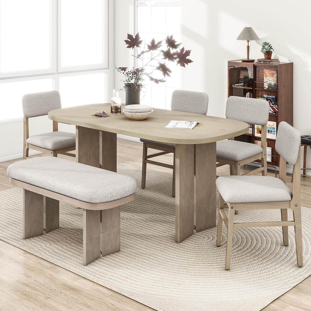 Harper & Bright Designs Dining Table and Chairs Set, 6-Piece Solid Wood D...