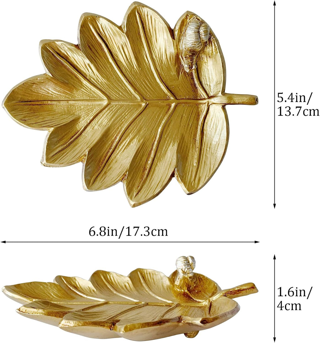 Jewelry Dish, Resin Small Leaf Shaped Ring Holder Jewelry Organizer, Trinket Dish Mini Tray for Christmas Birthday Wedding Gifts