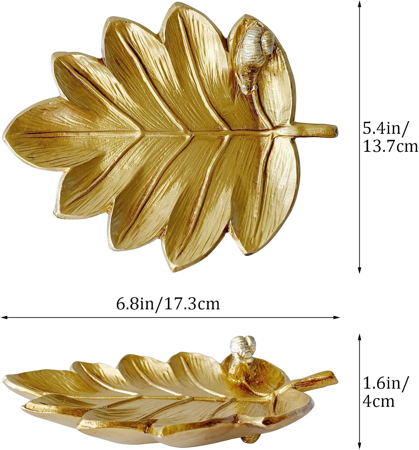 Jewelry Dish, Resin Small Leaf Shaped Ring Holder Jewelry Organizer, Trinket Dish Mini Tray for Christmas Birthday Wedding Gifts