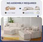 MAXYOYO Sectional Sofa Couch and Chaise Lounge, L Shaped Modern Cloud Couch with Ottoman, Comfy Sofa with Layered Cushion, Tufted Upholstered Sleeper Chair for Living Room, No Assembly Required, Beige