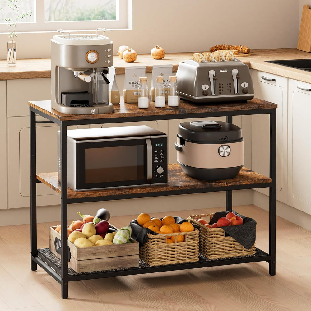 Homleke 39.4" L Kitchen Island with 3 Shelves, Workbench, Microwave Stand