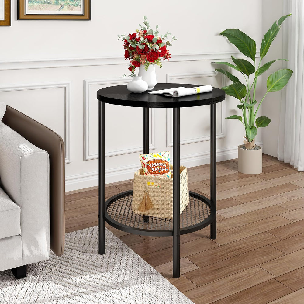 Recaceik Round Coffee Table and End Table Set of 3 with Storage, Modern Vinta...