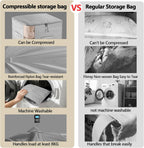 6 Pack Space Saving Comforter Storage Bag with Handle, 3-Layer Compression Blanket Storage Bags Adjustable In 3 Sizes (142L, 107L, 71L), Washable Bedding Organizer For Pillow Duvet Clothing Plush Toy