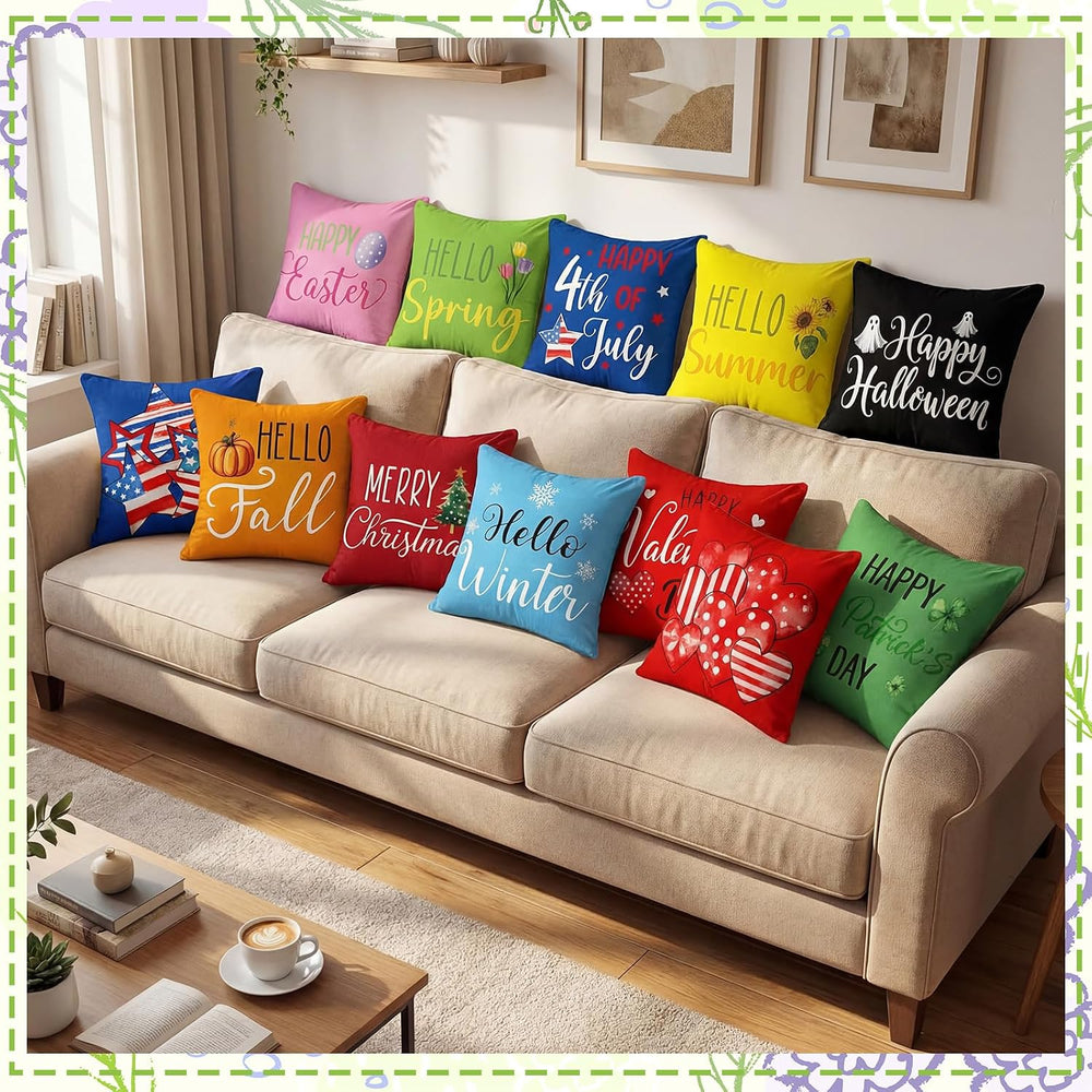 Mindsoft 20 Pcs Holiday Pillow Covers 18x18, Fall Christmas Throw Cover
