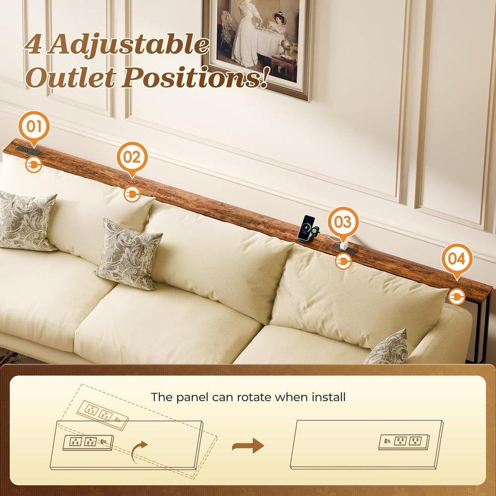 SUPERJARE 110.2 Inch Sofa Table with 2 Power Outlets and USB-C Port | 5.9 Inc...