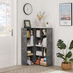 VECELO 4-Tier Bookcase, Modern Storage Cabinet with Height Difference Shelves for Standard Textbooks, 5 Cubes, Vertical or Horizontal, Easy Assembly, Grey