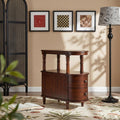 Wood End Table with 2 Drawers and Storage Shelf, Narrow Sofa Side Table for Living Room, Vintage Slim Nightstand Bedside Table for Bedroom, Slim Chair Side Table Cherry Walnut BG-A508-CY