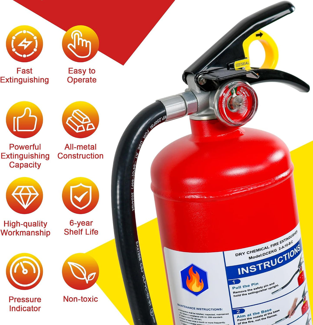 5 lb ABC Dry Chemical Fire Extinguisher with Wall Mount, 2A:10B:C Rated