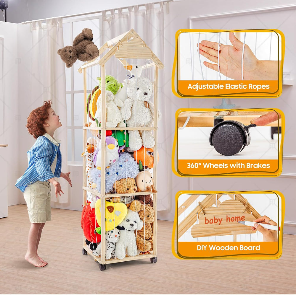 Stuffed Animal Storage, Stuff Animal Holder Organizer Display Shelf | Wooden ...