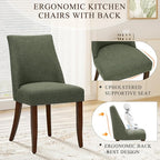 COLAMY Upholstered Dining Chairs Set of 4, Mid Century Modern Kitchen Chairs with Back, Farmhouse Fabric Side Dining Room Chairs with Wood Legs for Dining Room Restaurant, Green