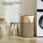 Laundry Hamper 95L,Large Laundry Basket for Clothes,Decorative Storage Basket for Blankets,Cotton Rope Woven basket for bedroom,Dark Brown