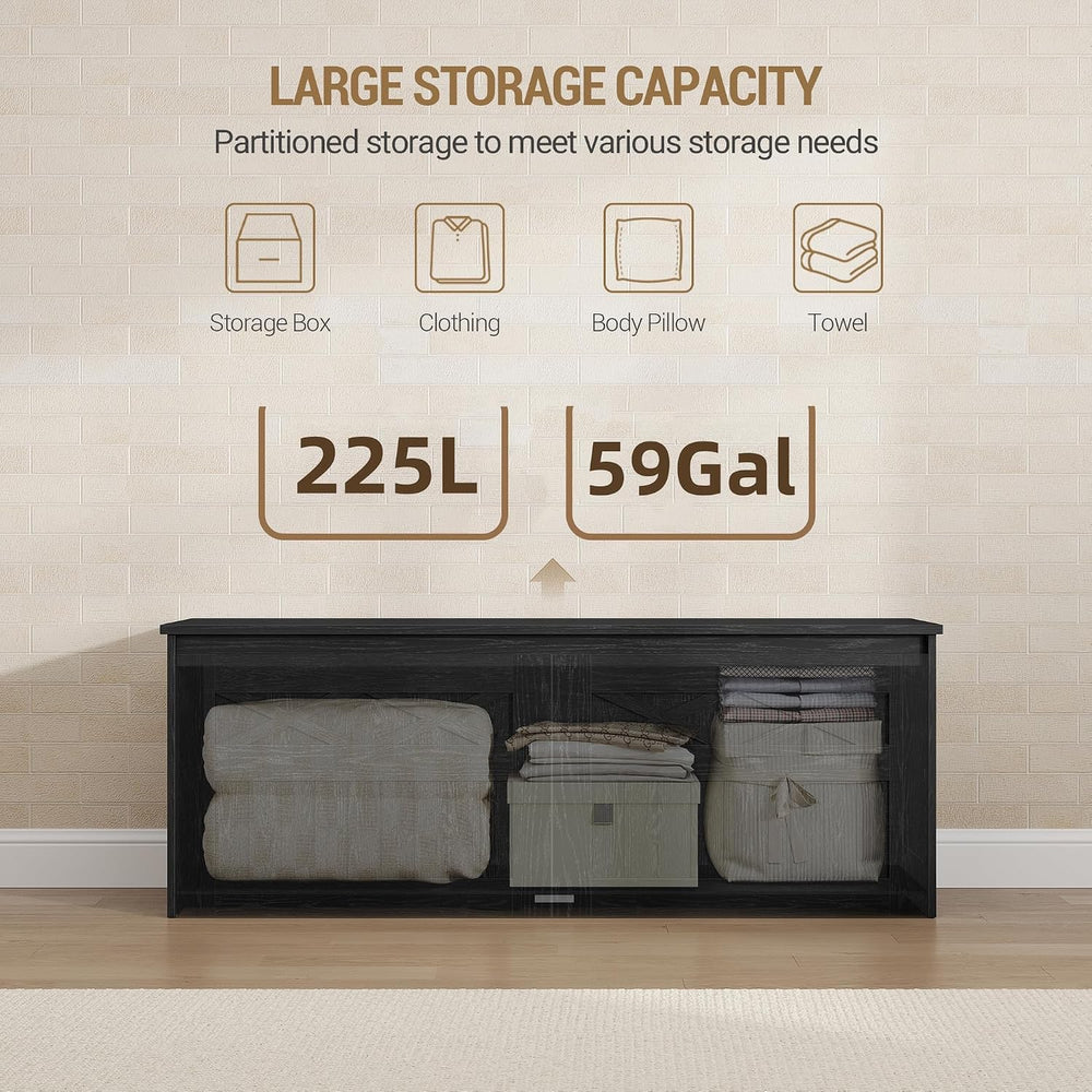 Hzuaneri 47" Rustic Storage Chest and Bench | 59 Gal | 330lb Seat