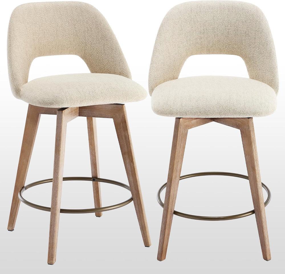 Zesthouse Swivel Bar Stools Set of 2, Wood Counter Height Chairs with Backs |...