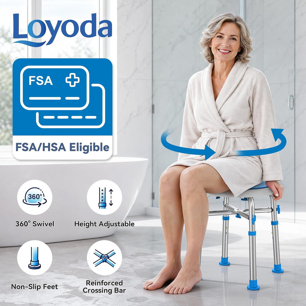 Loyoda Swivel Shower Chair for Inside Tub with Reinforced Crossing Bar
