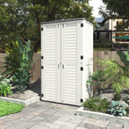 HOMSPARK Storage Shed Weather Resistance, Multi-Purpose Outdoor Storage Cabinet Waterproof, Outdoor Storage Cabinet for Garbage Cans, Lawnmower, Garden Accessories (White, Tall shed-53 cu ft)