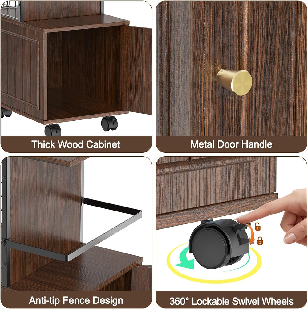 Narrow End Table with Storage Cabinet, Small Side Table with Open Storage Are...