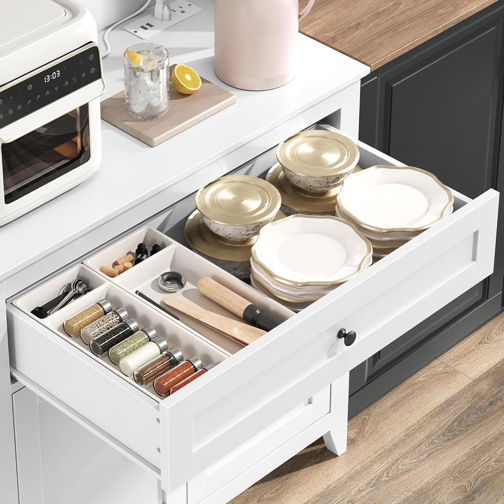 Garvee Pantry Cabinet with 4 Hooks, Kitchen Pantry Cabinet, Coffee Bar Table ...