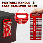 Magnetic Socket Holder Set with Handle, Portable Socket Organizer, Heavy Duty Socket Racks 1/4" Drive Holders Hold 26 standard Sockets for Tool Box(Red, 1/4" Drive)