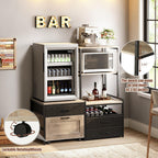 Herture Mini Fridge Stand with Wine Rack & Outlet, Kitchen Bakers Rack | Microwave Oven Stand, Coffee Bar, Movable Drawers, for Dorm,Office, Grey HB04BXZ