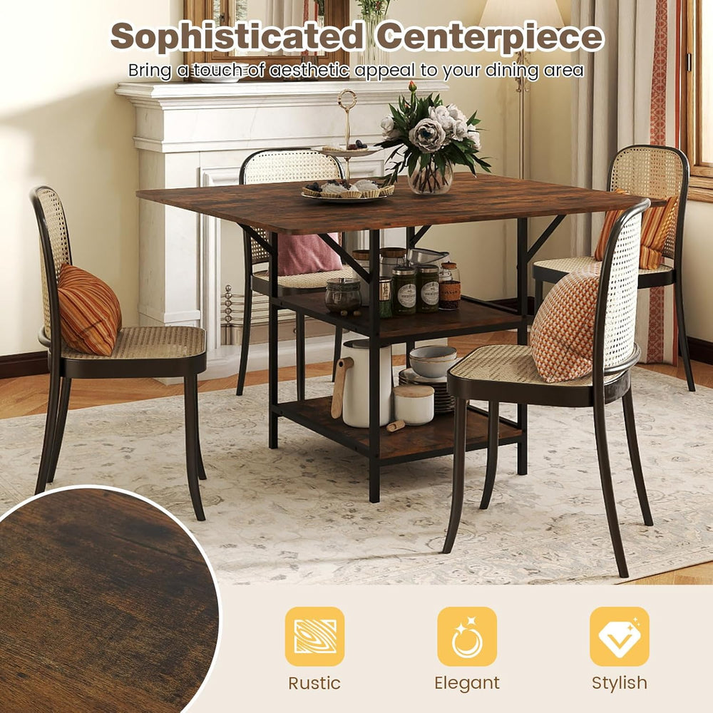 Giantex 47-inches Dining Table for 4-6, Rectangular Kitchen Table with 2 Open...