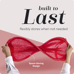 Handy Laundry Collapsible Mesh Pop Up Hamper with Wide Opening and Side Pocket - Breathable, Sturdy, Foldable, and Space-Saving Design for Clothes and Storage (Red | 2-Pack)